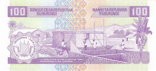 Burundi p37c 100 Francs 2001